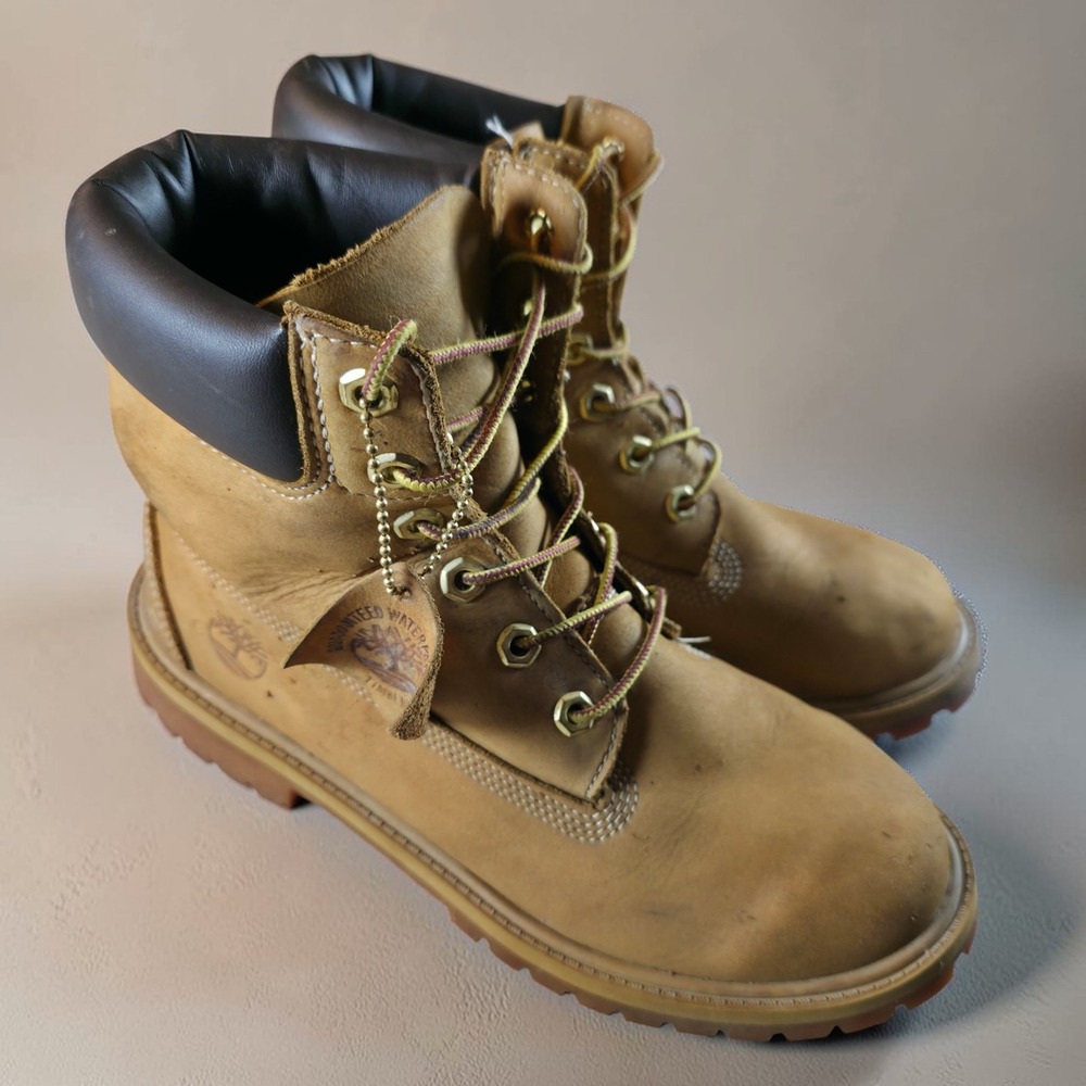 Timberland‎ Premium 6 Inch Waterproof Boots Color Wheat Leather Junior Size 6.5